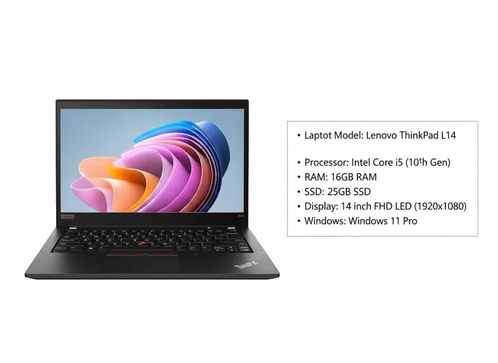 Laptop Lenovo ThinkPad L14 Core i5 10th Gen 16GB RAM 256GB SSD 14'' FHD LED Windows Pro 11 1