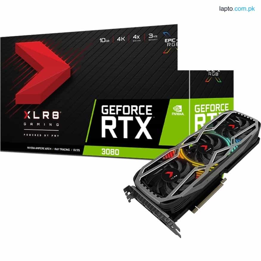 PNY GeForce RTX 3080 REVEL EPIC-X 10GB XLR8 RGB LHR Gaming Graphic Card  Triple Fan 1