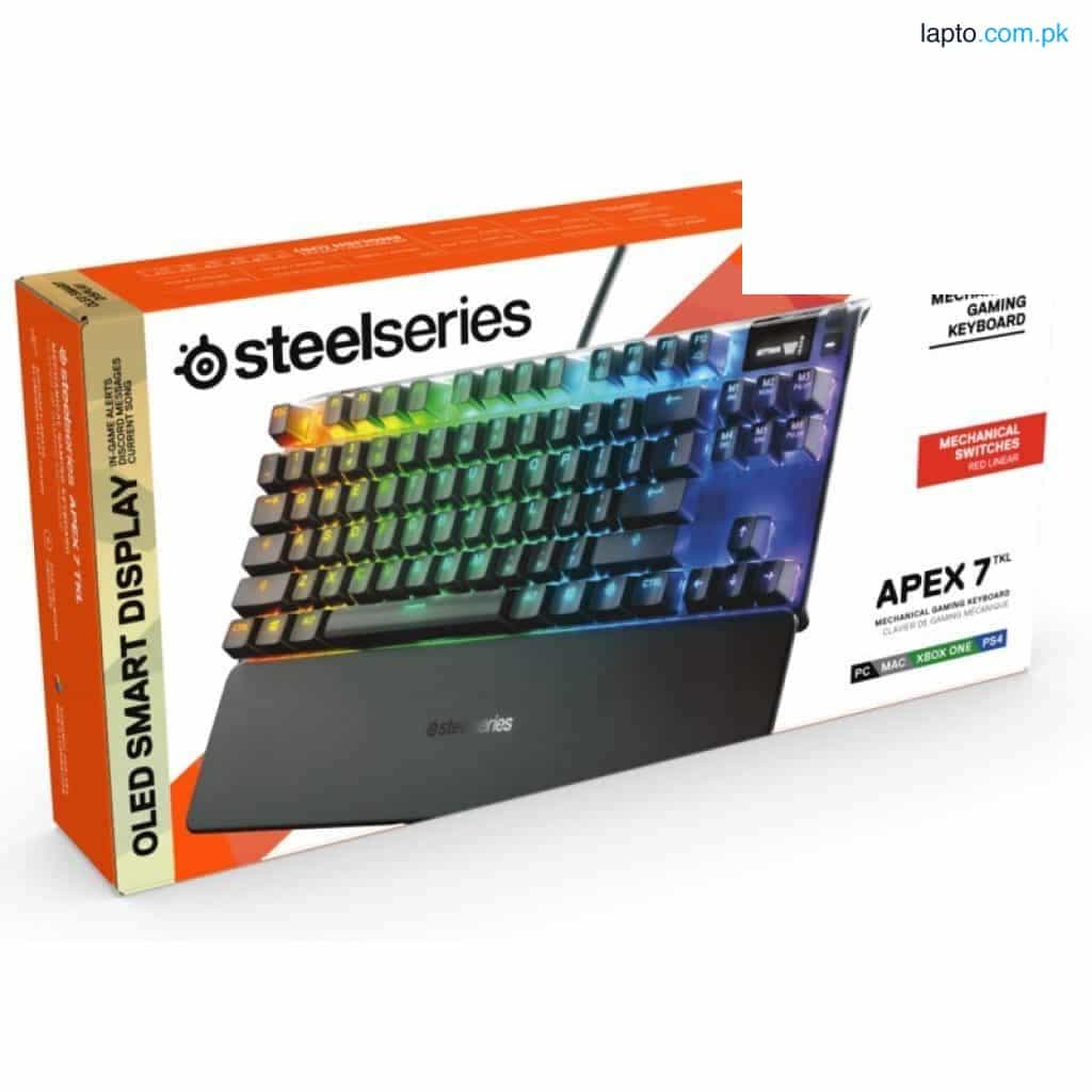 SteelSeries Apex 7 TKL (RED Linear Mechanical Switches) OLED Smart-Display Gaming Keyboard with Wrist Rest - 64646 1