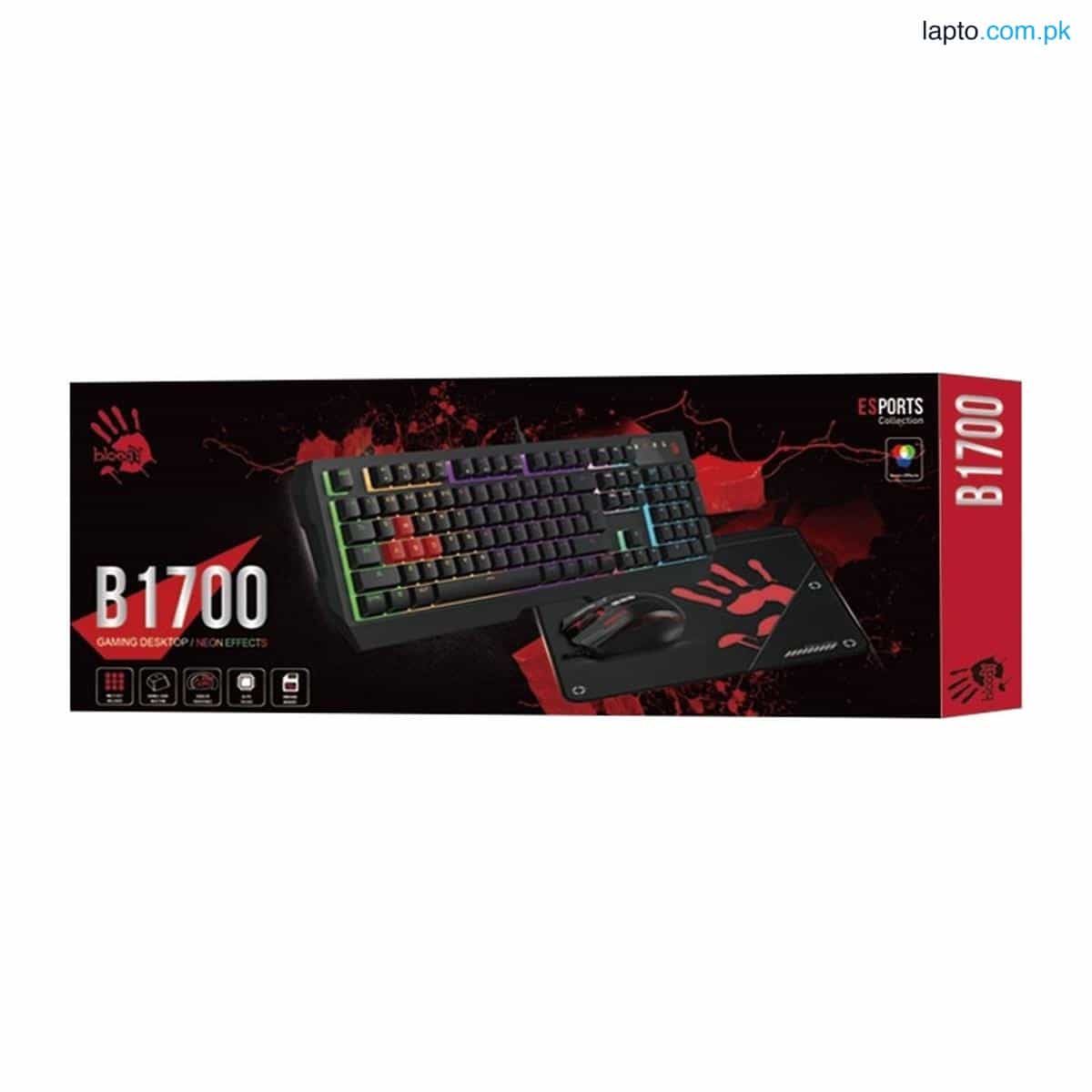 Bloody B1700 Gaming Keyboard and Mouse ( NEON ) Black 1