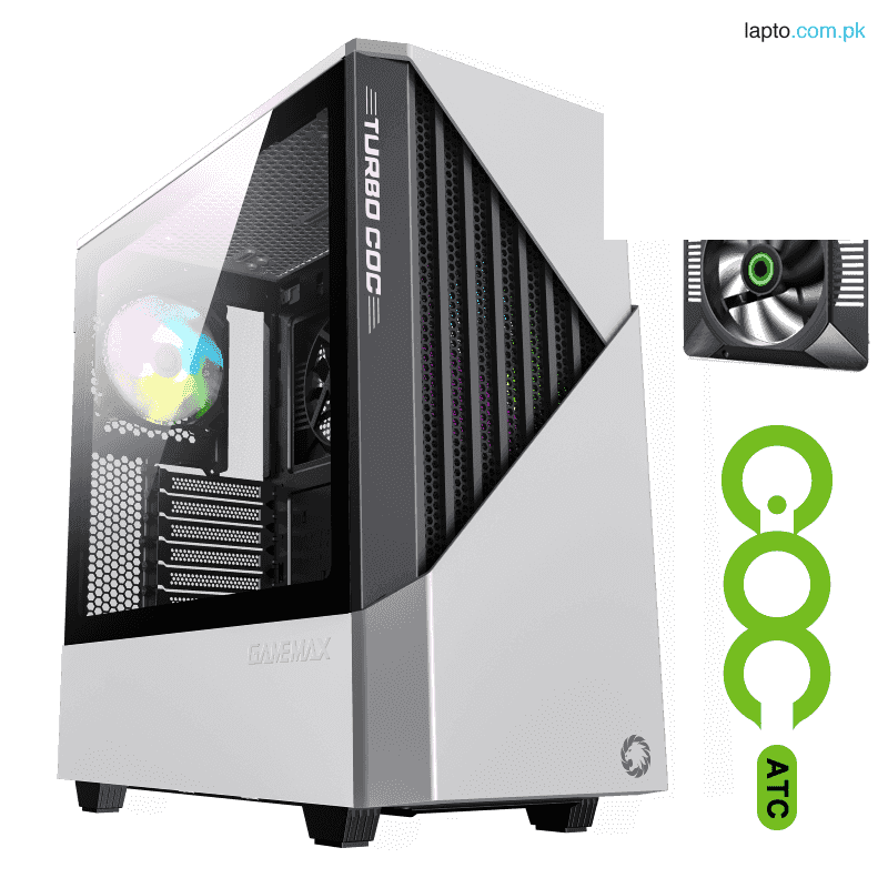 GameMax Contac COC ARGB, 2x ARGB Fans Pre-installed Mid-Tower ATX Case - (White) 1