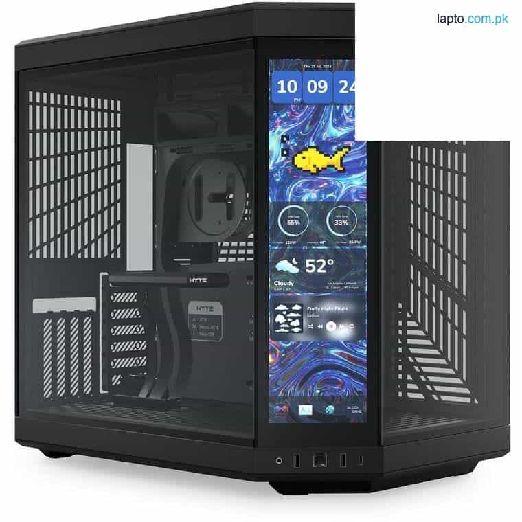 Hyte Y60 Modern Aesthetic Dual Chamber Panoramic Tempered Glass Mid-Tower ATX Computer Gaming Case - Pitch Black with PCIE 4.0 Riser Cable Included 4