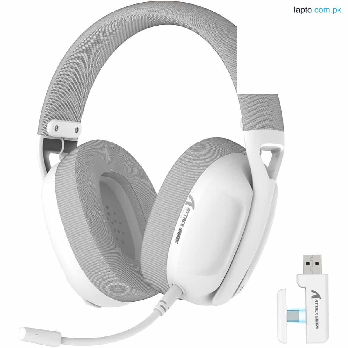 Attack Shark L80 Light Weight Wireless Gaming Headset Lightspeed 3.5mm Audio Jack with Microphone for PS5 PS4 PC Mobile Tablet 2.4Ghz Bluetooth 5.3 50H Battery - White 1