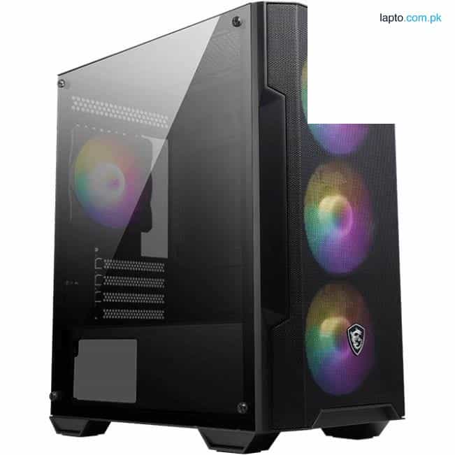 MSI MAG FORGE 100R Mid Tower Gaming Computer Case | Black, 2x 120mm ARGB PWM Fan 2