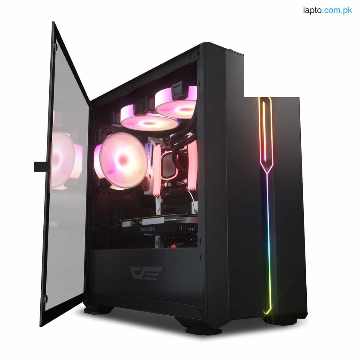 darkFlash V22 White Mid Tower ATX Case Open Door Tempered Glass Panel Casing 5