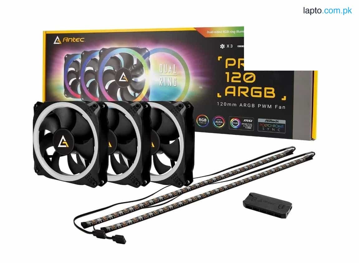 Antec Prizm 120 ARGB Fans (3 in 1 Pack) with Fan Controller & 2 ARGB LED Strips 1
