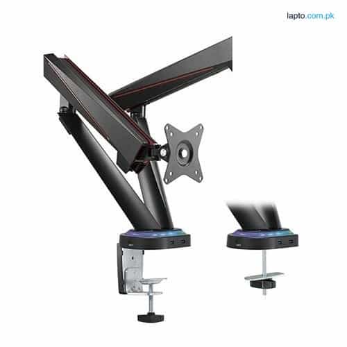 TWISTED MINDS RGB COUNTERBALANCE DUAL MONITOR ARM WITH USB/AUDIO/MIC PORTS (17-32") LDT39-C024U 1
