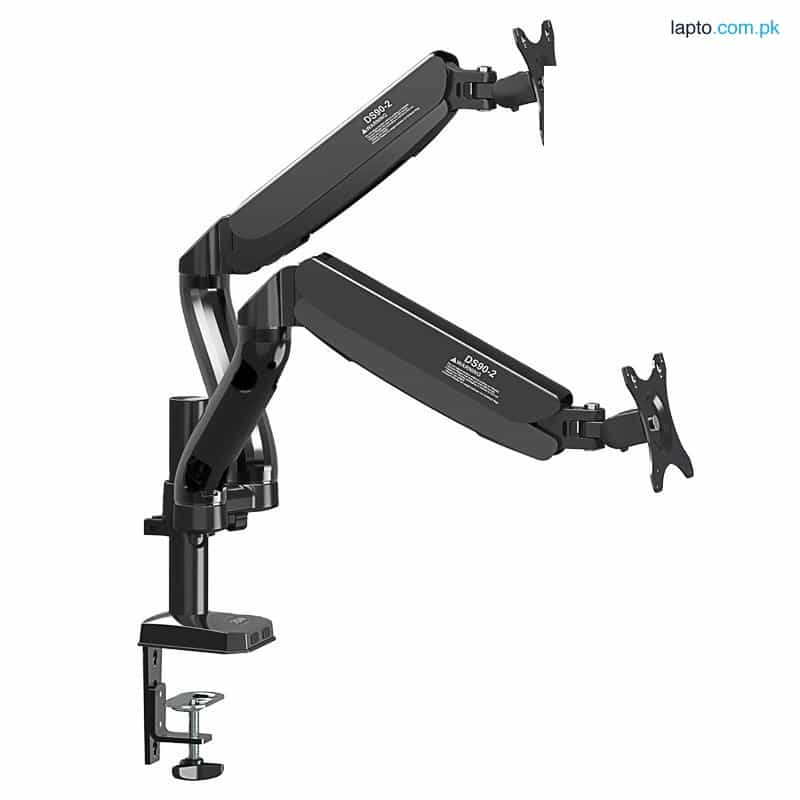 Kaloc DS90-2 Dual Monitor Desk Mount - Articulating Gas Spring Multi Way Stand - Fits 2 x 17 - 32 Inch Screens 1