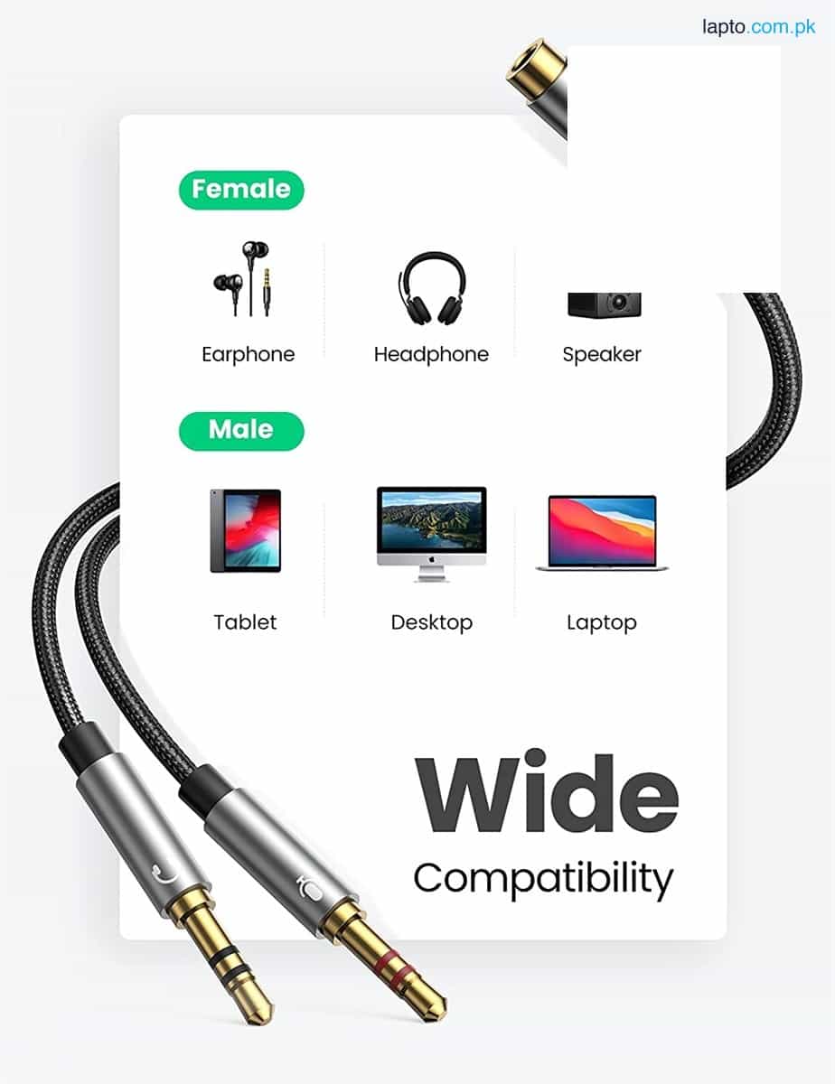 UGreen Headphone Splitter For Computer 3.5mm Female To 2 Dual 3.5mm Male Headphone Mic 1