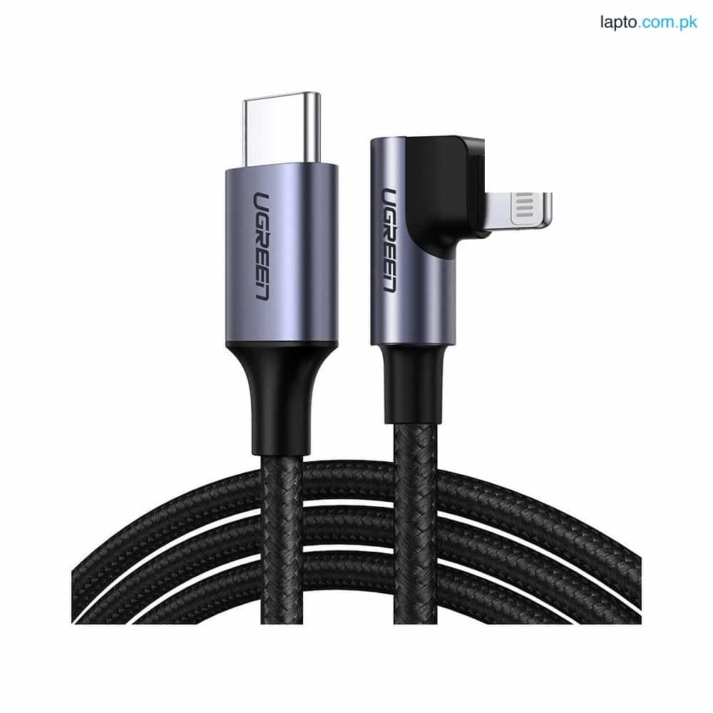 UGreen USB-A To Lightning 90 Degree Braided 3ft Blk 1