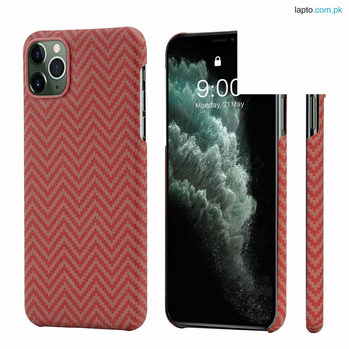 Pitaka iPhone 11 Pro Red/Orange Herringbone 1