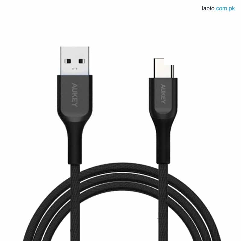 Aukey Kevlar-Strenghtened Core USB-A To USB-C Cable - 6.6ft Black 1