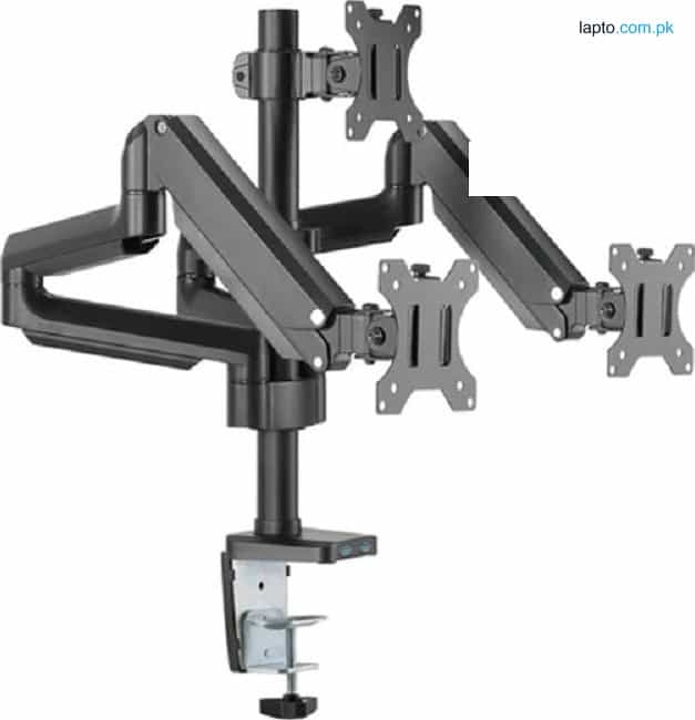 Twisted Minds Premium Triple Monitors Arm, Aluminum Pole Mounted Gas Spring, With USB Ports, 360° Rotary VESA Plate, Black | TM-26-C018UP 1