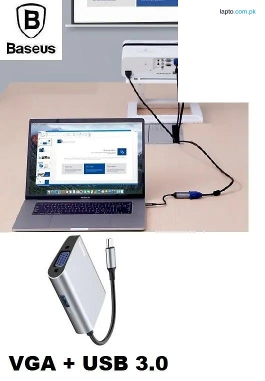 BASEUS Enjoyment Series TYPE C TO VGA AND USB Port OF 3.0 Extend your smartphone, tablet or computer to an HDTV