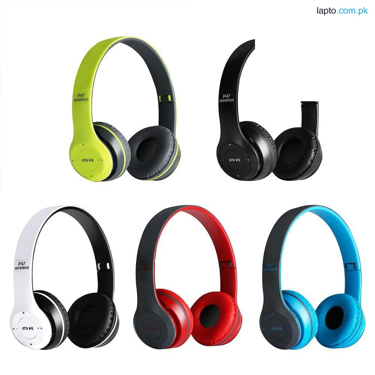 P47 Wireless Bluetooth Headphones Foldable with FM Radio, TF Card, Microphone, and Wired Function for PC, TV, Smartphones and Tablets