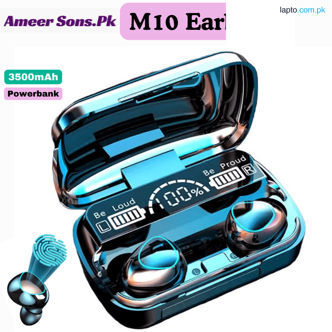 M10 True Wireless Earbuds Airpods M10 Air buds : Bluetooth with Noise-Cancelling, Long Battery Life & Touch Control - Perfect for Sports & Gaming