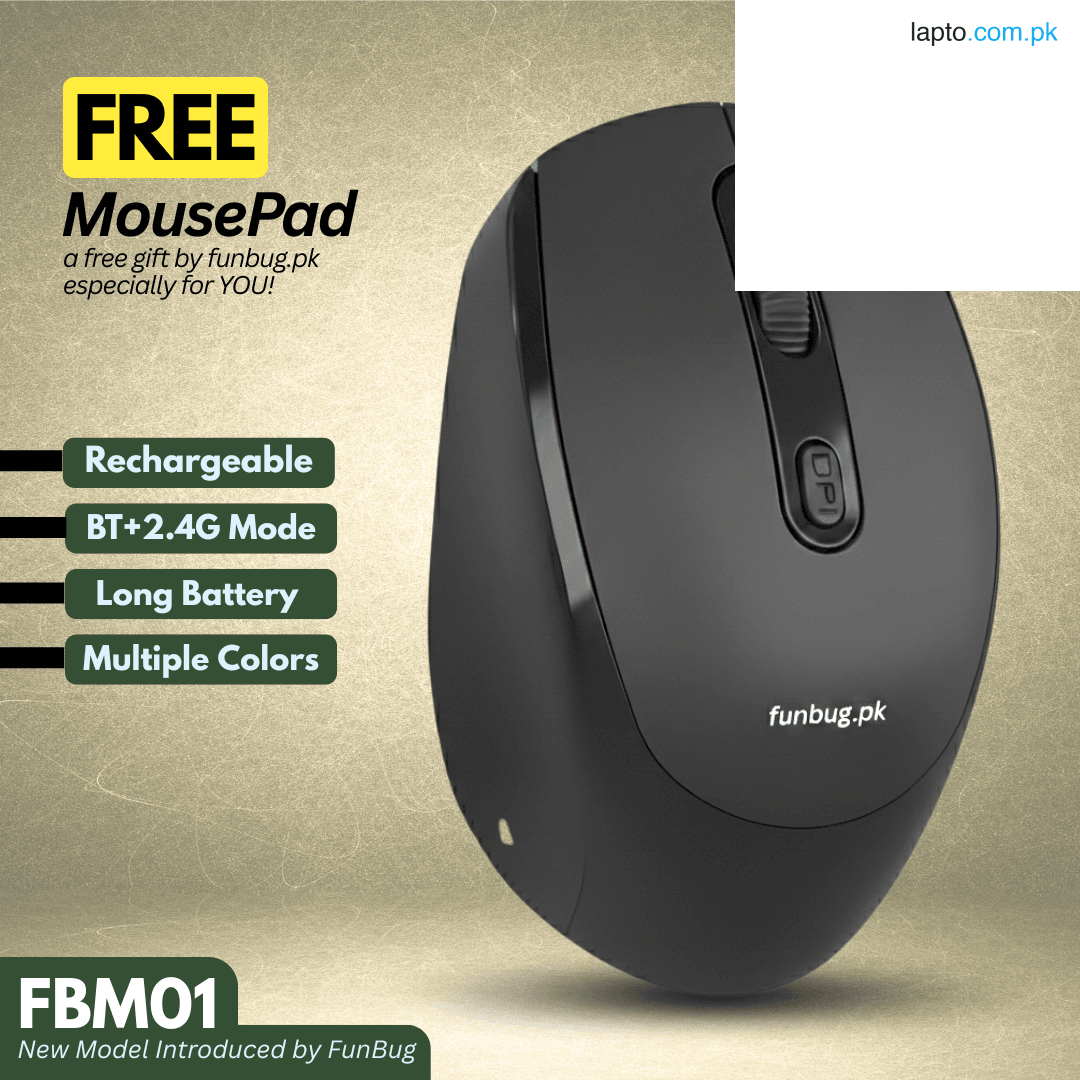 【Premium】 Rechargeable Dual Mode Wireless Mouse (Bluetooth + 2.4G) for Laptop, PC, MacBook, Smart TV Gaming & Office ~ Ergonomic Lightweight Design Mice with Silent Click Buttons & 1600 DPI Control | FunBug