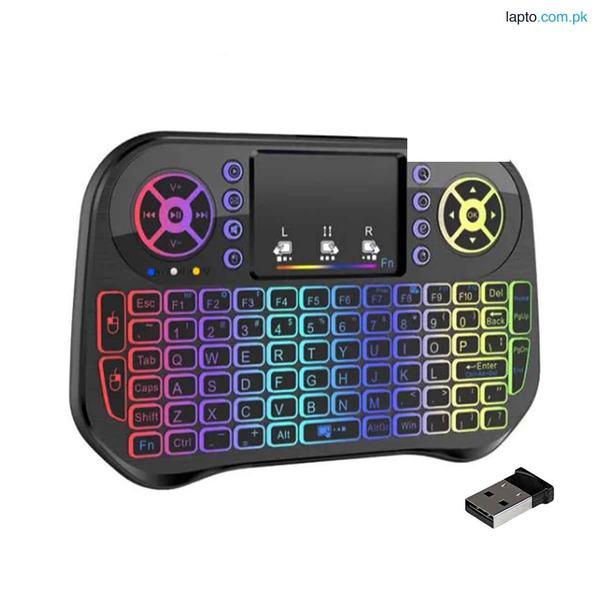Energy - ENRG RGB Mini Wireless Keyboard + Bluetooth Dual Connection 2.4GHz Air Touchpad Mouse, Compatible With Android TV Box, Smart TV, PC Black