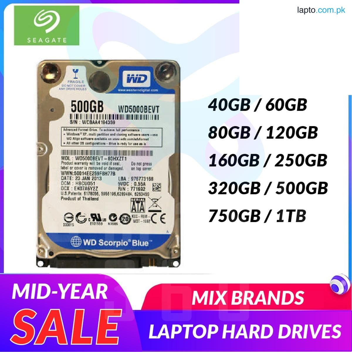 LAPTOP HARD DRIVE SATA II Internal Hard Disk Drive 1TB/750GB/500GB/320GB/250GB/160GB/120GB/80GB/60GB/40GB HDD HD Harddisk 3Gb/s