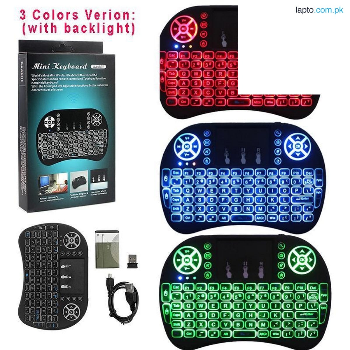 Mini Touch Pad Rf 500 Wireless With 3 Colour Backlight Keyboard Mouse