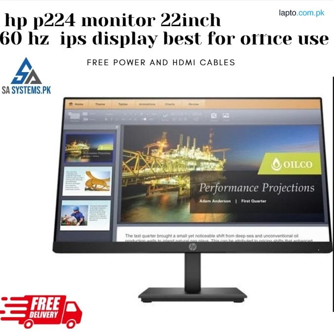 HP P224 21.5ā³ PC Monitor ā Desktop Display Screen ā HDMI DisplayPort VGA