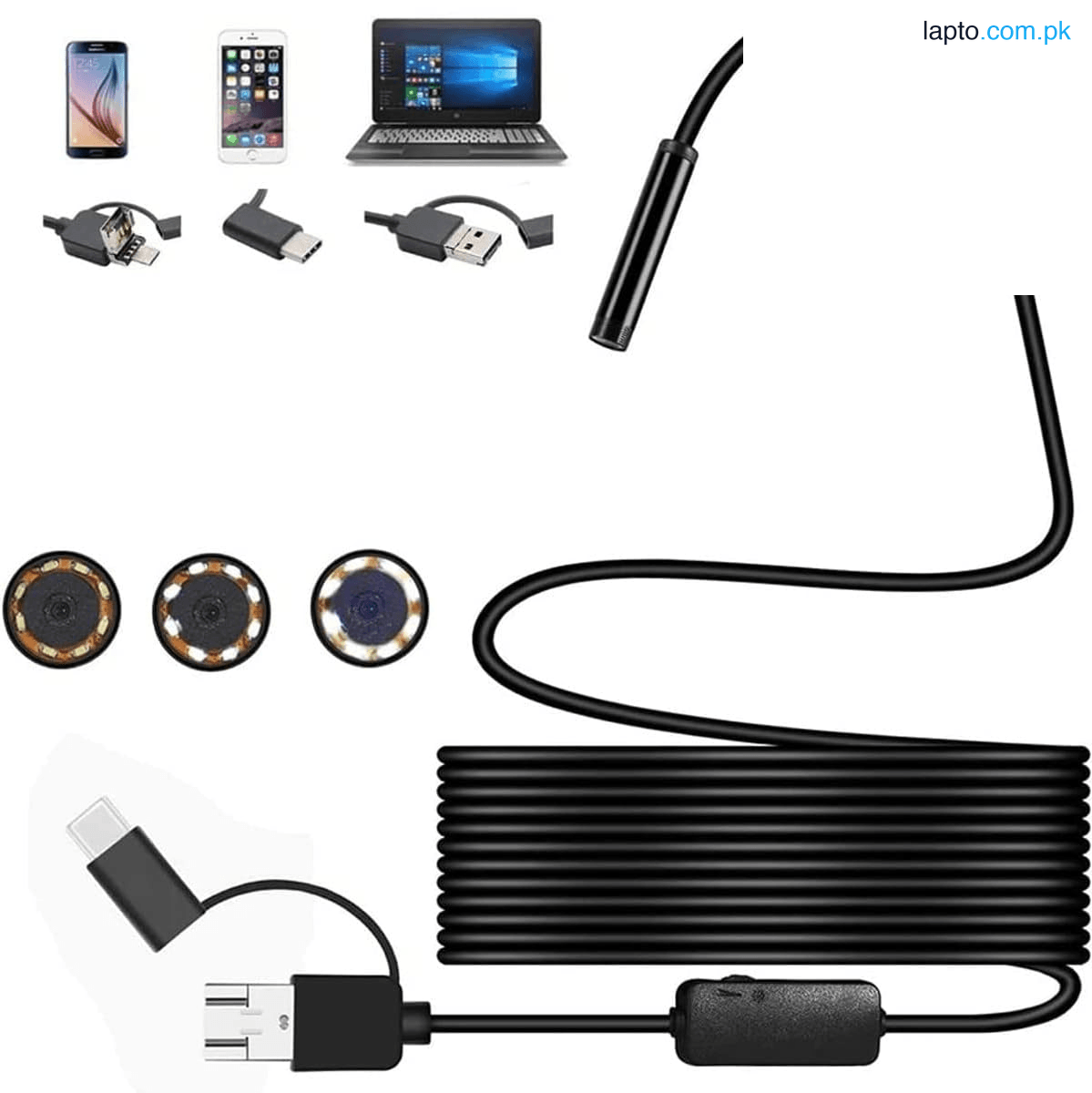 3 In 1 Type-C / Micro USB / USB Endoscope Camera 3.5m Waterproof Inspection Camera with LED Lights for Android & PC
