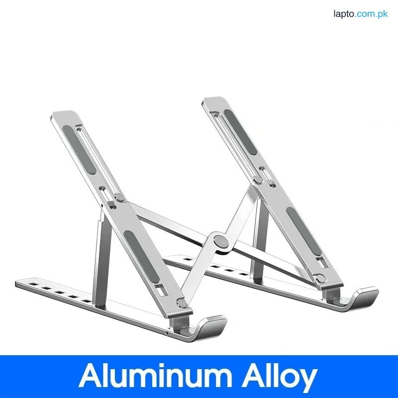 Aluminium Laptop Stand with Dual Cooling Fan – 7 Level Adjustable Height – Foldable & Portable – Anti-Slip Rubber Grip – Full Metal Body