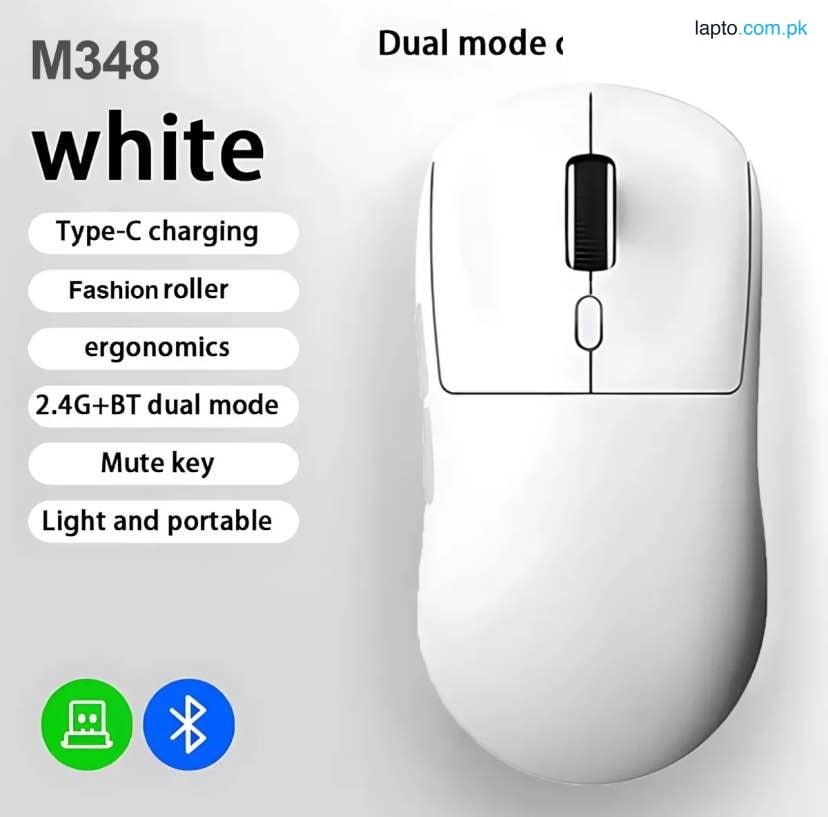 M348 Wireless Gaming Mouse ( Bluetooth + Dongle) for Computer 1000DPI Silent Mouse with 2.4GHz USB Receiver For PC MacBook Tablet Laptop
