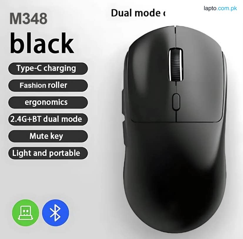 M348 Wireless Gaming Mouse ( Bluetooth + Dongle) for Computer 1000DPI Silent Mouse with 2.4GHz USB Receiver For PC MacBook Tablet Laptop