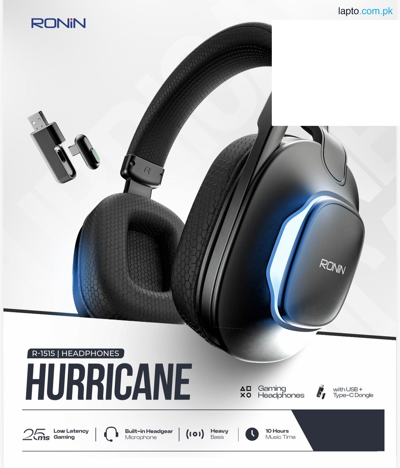 Ronin R1515 Hurricane Headphones 25ms Ultra Low Latency Gaming Headphone | Play Station | Laptop | Mobile