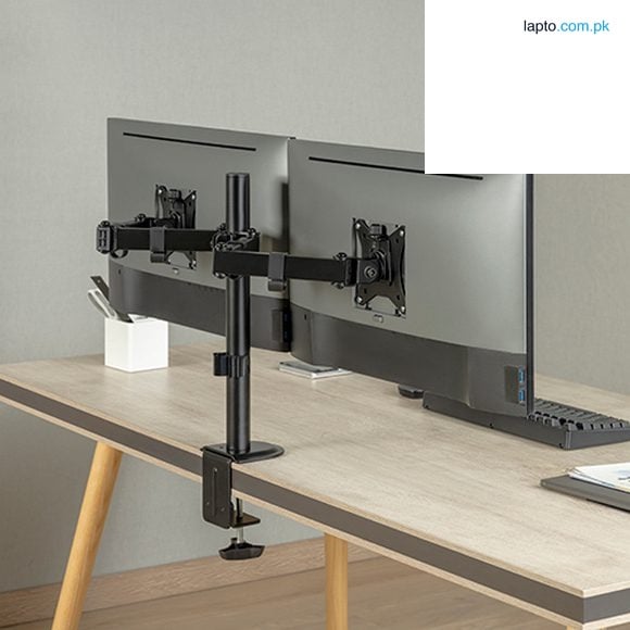 MXG BMA-24P Dual Monitor Steel Articulating Mount Matte Black