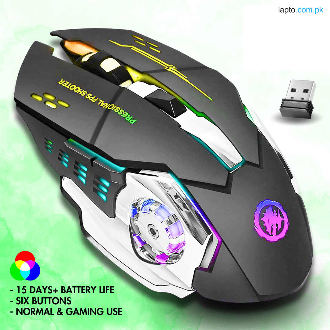 【Dual Mode】 High-Quality Wireless Bluetooth Gaming Mouse RGB with 6 Buttons & 3-Levels DPI Control - Breathing LED Light 2.4G Optical Wireless Mouse with MousePad & Side Buttons for Girls PC, Gaming, Laptop, Pubg, Mobile, iPad, Mac OS, Windows - By FunBug