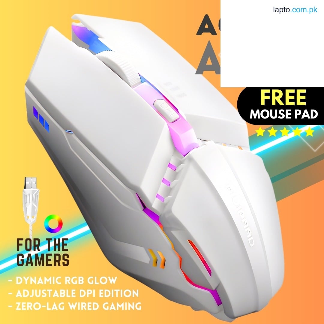 AMG2 RGB Wired Gaming Mouse with Free Mouse Pad | 4D Optical USB Mouse with Adjustable DPI, Ergonomic Design & LED Lights | Anti-Slip Grip, Durable Cable | High-Precision USB Gaming Mouse for PC & Laptop Gamers