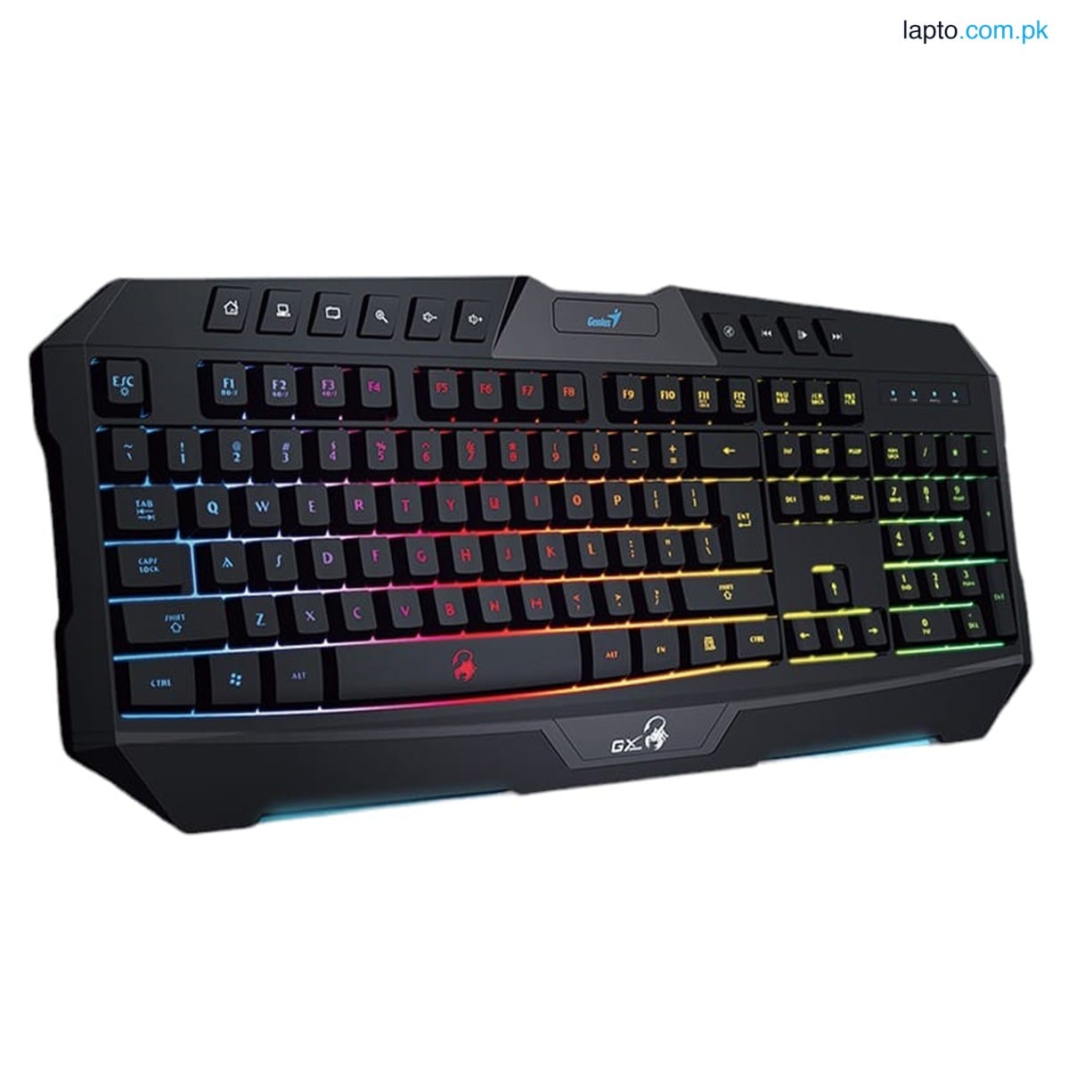 ENRG Scorpion Gaming Keyboard Full Membrane Switch Mechanical Like Feel Rainbow LED Backlit With 10 Multimedia Keys Dust And Water Resistance Ergonomic Design - Black