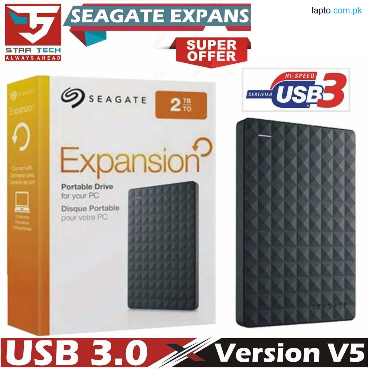 SEAGATE EXPANSION PORTABLE EXTERNAL HARD DRIVE USB 3.0