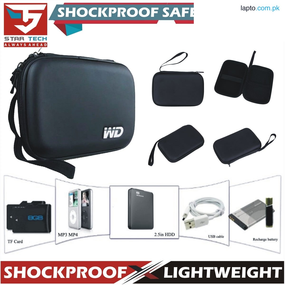 WD Shockproof Hard Carrying Case Bag For 2.5'' External HDD Hard Drive