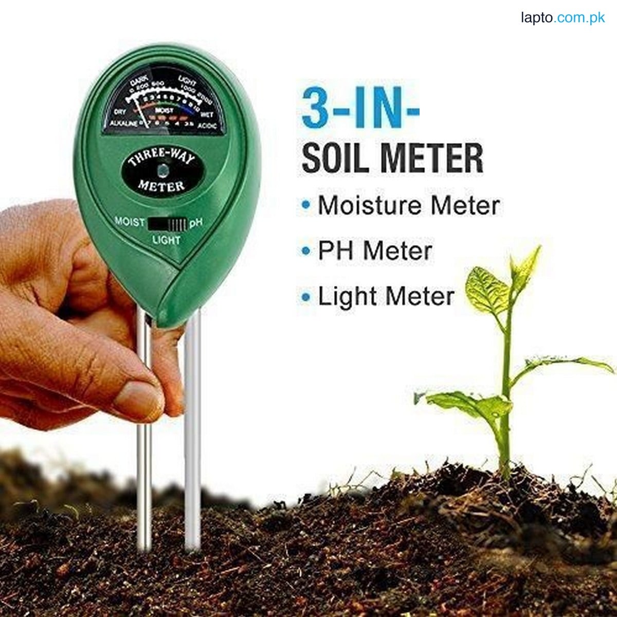 3 in1 Plant Flowers Soil PH Tester - Moisture - Light Meter Gardening Supplies PH Soil Planting Monitoring Instrument