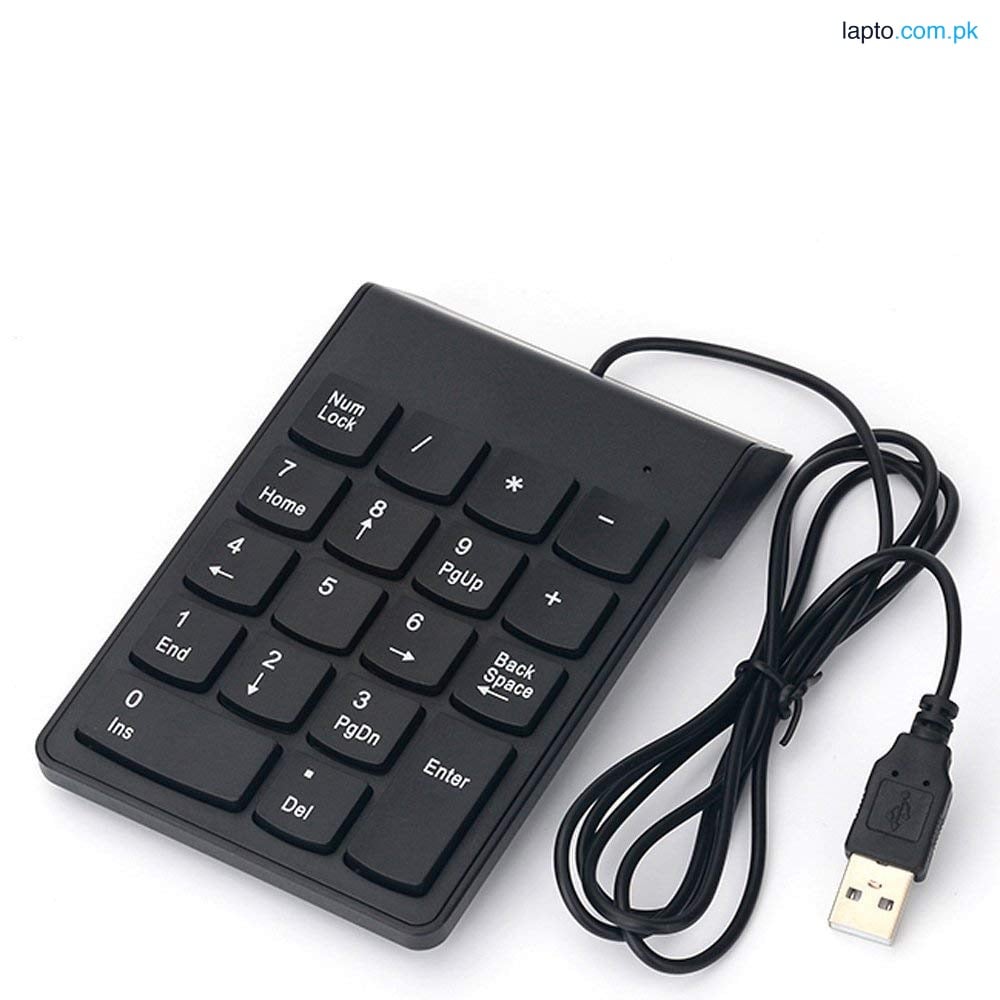 Numeric Keypad 18Keys Portable Number Numpad wired for Laptop Notebook, Desktop, Surface Pro, PC - Black