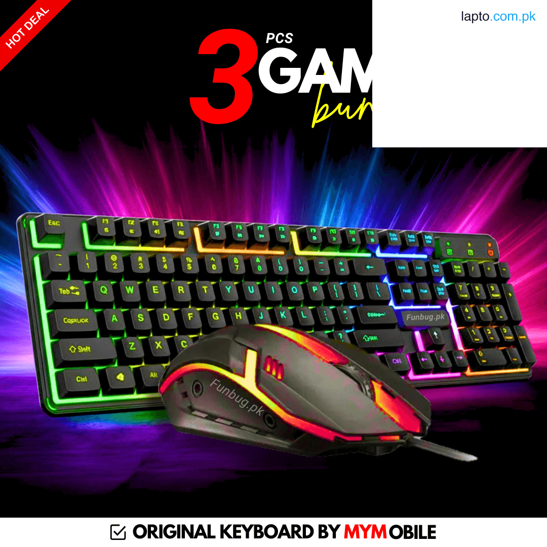 【TOP-RATED】 Gaming Keyboard RGB with Mechanical Feeling - Wired Waterproof Keyboard and Mouse Combo for Gaming & Working with FREE Mouse Pad for Mobile Pubg Laptop PC Computer Gaming - 112 Keys - Black Color By FunBug