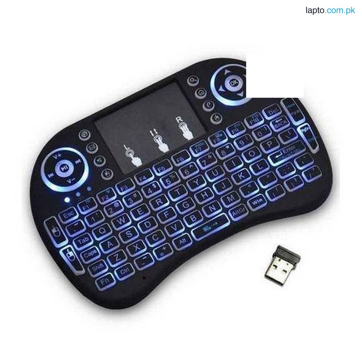 Lighting Mini Wireless Keyboard (Touchpad as Mouse) - Black