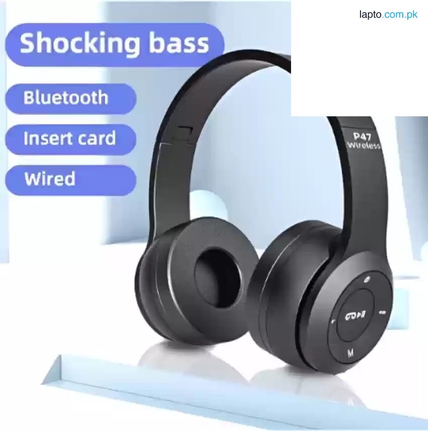 Headphones, P47 Bluetooth Foldable Headset with Microphone Support FM Radio TF for PC TV Smart Phones & Tablets Etc