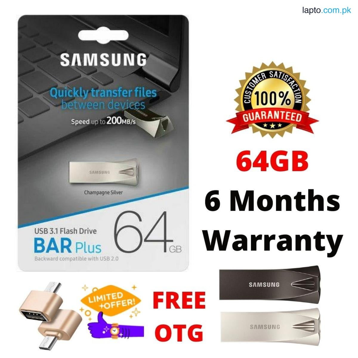 Samsung High Quality USB 3.1 Flash Drive Fast Data Transfer Speed Up To 300 MB/s (6 Month Warranty) )