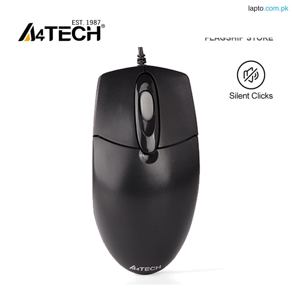 A4Tech OP-720S Optical Mouse - Silent Clicks - 1200 DPI - For PC/Laptop - Black