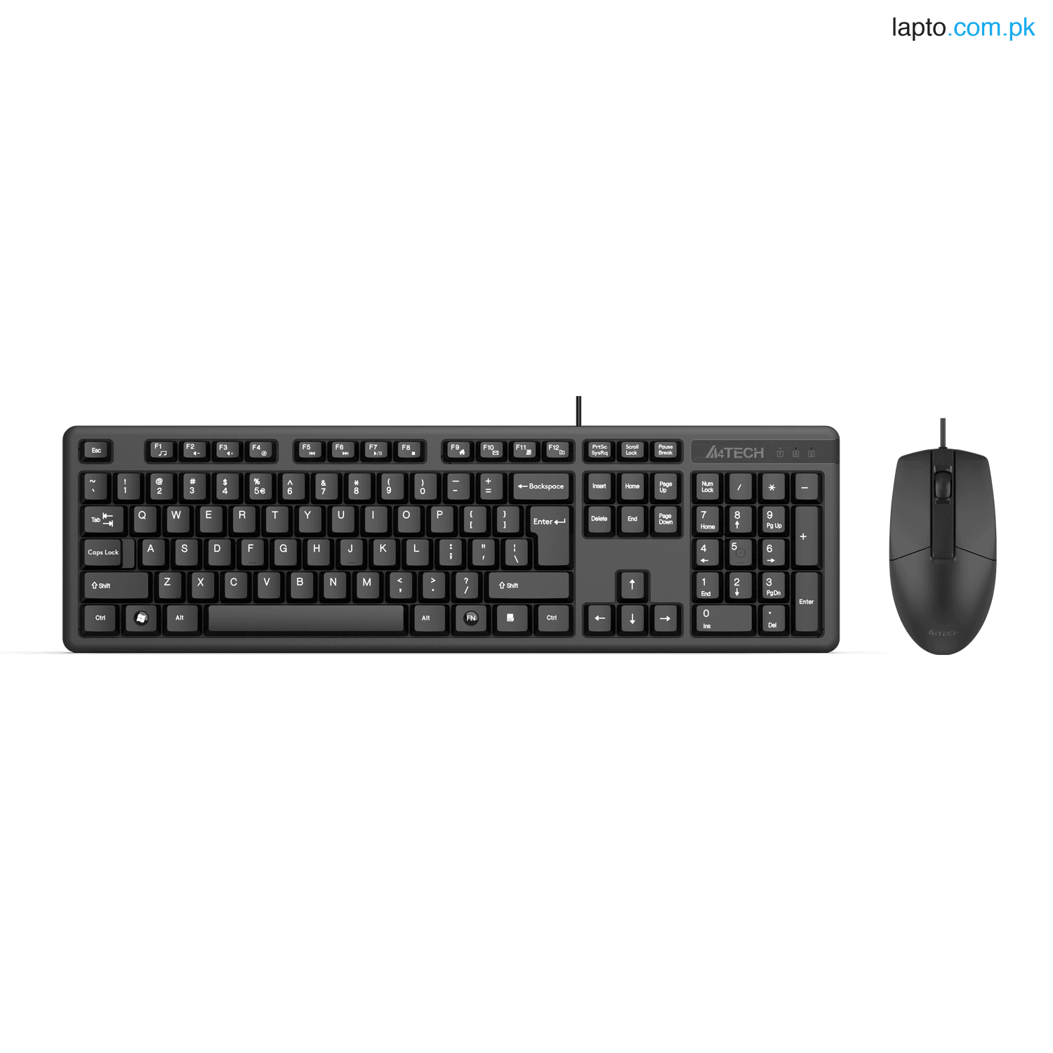 A4Tech KK-3330S Wired Keyboard Mouse Set - Multimedia FN Keyboard - Silent Click Mouse -1000 DPI - Black