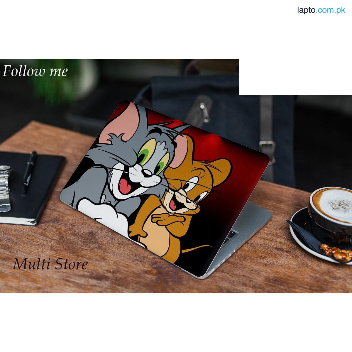 Tom jerry face Laptop back cover / skin / sticker for girls / boys - Vinyl Sticker Decal - For All Laptops - Sizes 13 13.3 14.6 15 15.4 15.6 inches Laptop