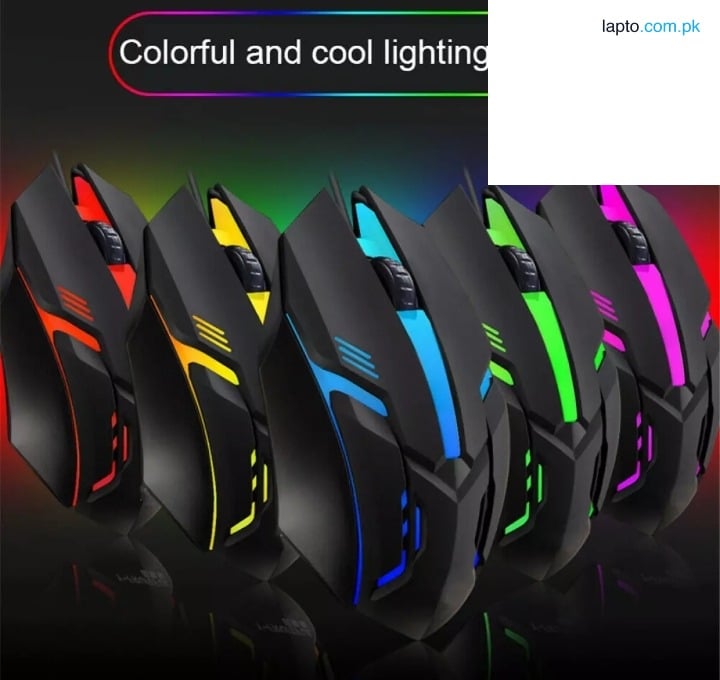 7 Colors LED Gaming Mouse - RGB BREATHING EFFECT - USB Wired Optical For PC / Laptop - Pro RGB 7 LED Sensor - Black - 7 Colours LED