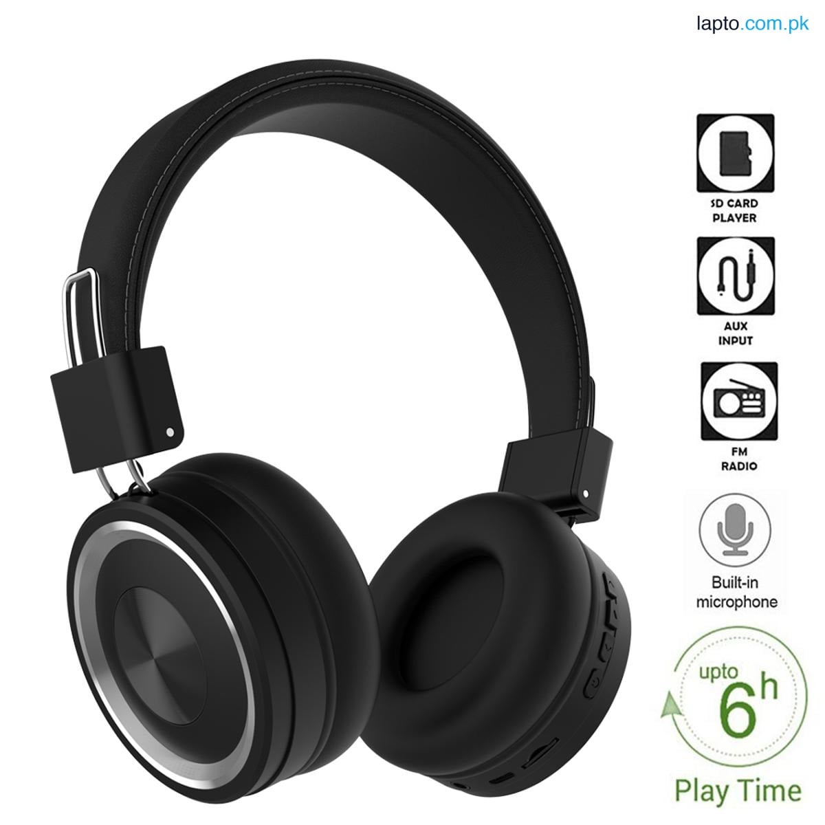 Energy - ENRG Wireless Bluetooth Stereo 5.0 Headphone Foldable Headsets with Mic And TF Card Support Black