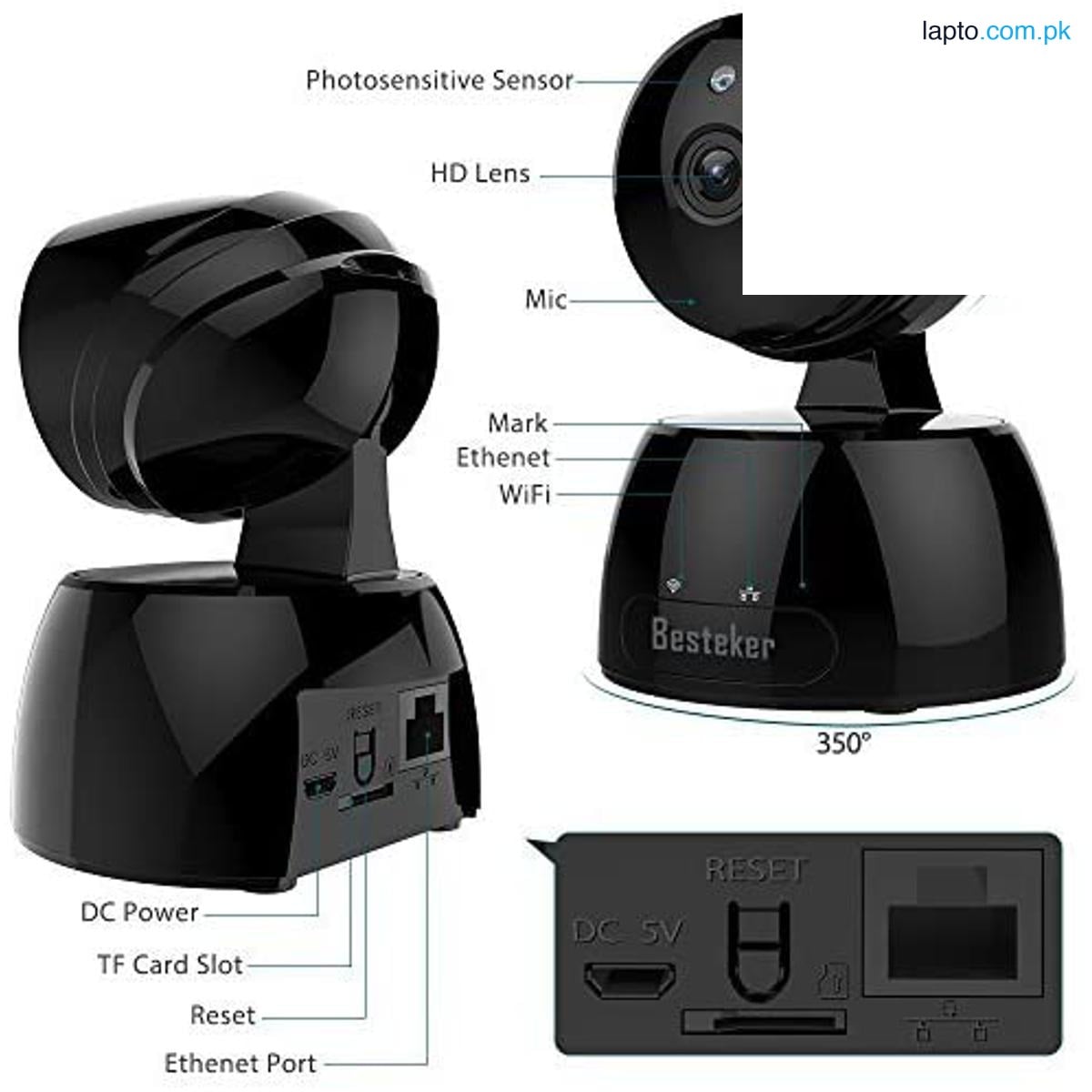 Wireless Camera,Besteker Wifi Home Security Camera HD 720P Baby Camera with Two Way Audio, Motion Detection, Night Vision Indoor and Outdoor Camera (black}