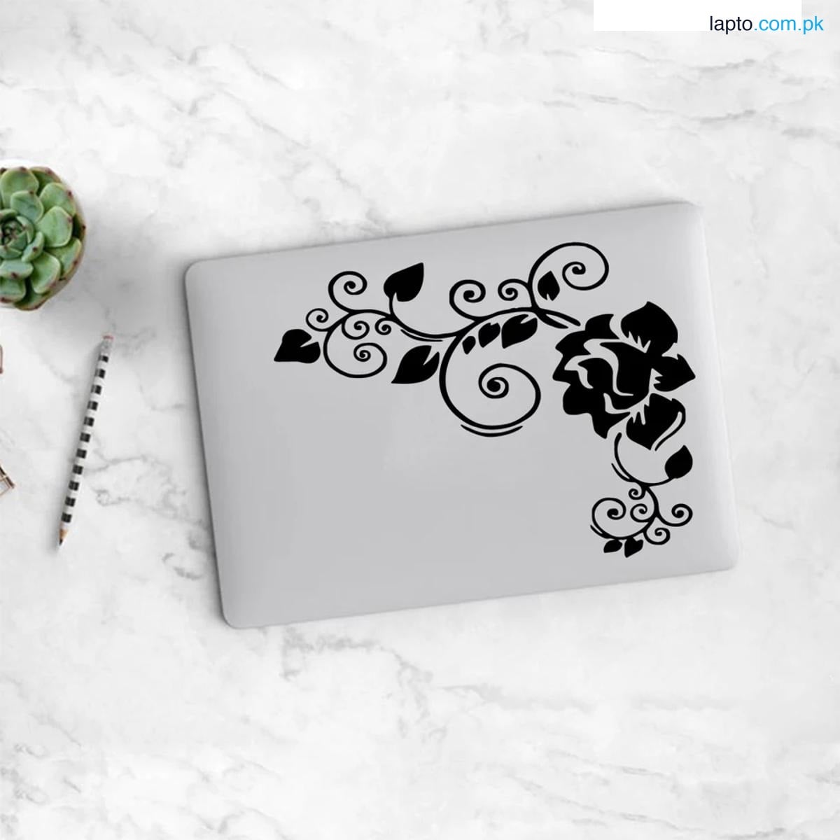 Rose Flower Branche Vinyl Decal Laptop Sticker, Laptop Stickers by Sticker Studio
