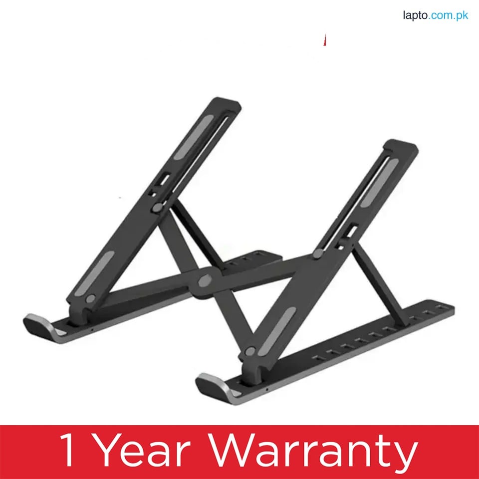 Energy - ENRG Portable Aluminum Foldable Laptop Metal Stand Hinge Adjustable Height Folding Holder Solid With Anti Slip Rubber Grips Silver